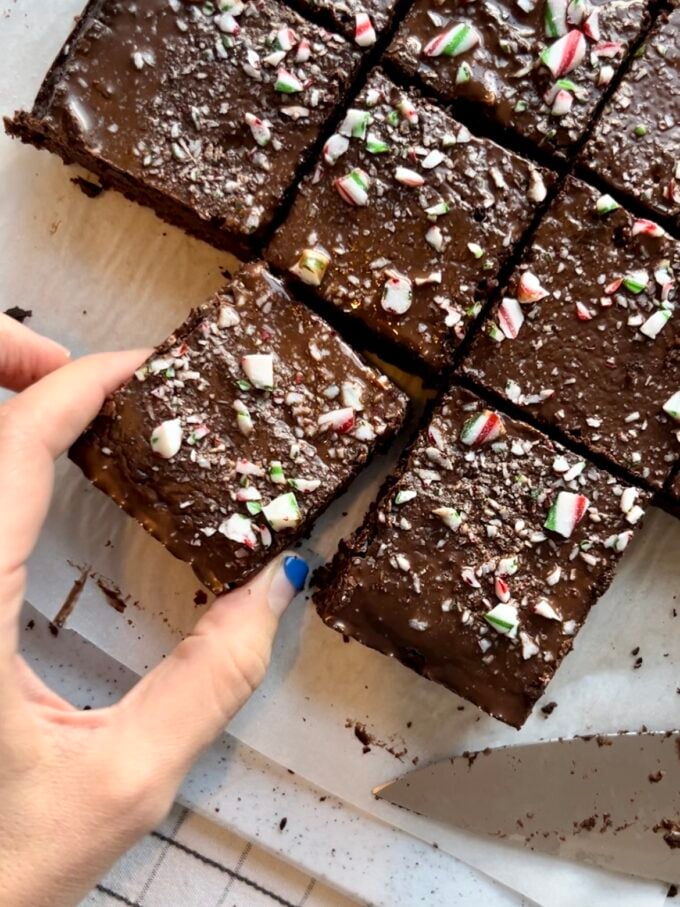 Fudgy Vegan Peppermint Brownies Made with Black Beans